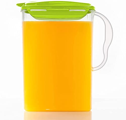 LOCK & LOCK Aqua - Jarra de agua para puerta de nevera con mango sin BPA, plástico con tapa abatible perfecta para hacer tés y zumos, 3 litros, color verde