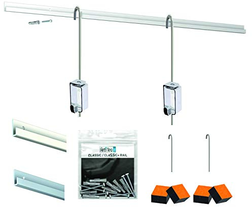 Pack/Kit Cimaise Classic Rail Atiteq - Accrochage Tout compris Haut de Gamme - Tige 2mm 100 cm - 40 Kg (4 Mètres, Blanc)