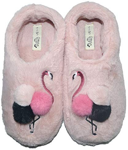 Millffy Caldo animale morbido accogliente peluche fenicottero pantofole casa scarpe fuzzy Indoor camera da letto scarpe per donne ragazze, fenicottero, 36/37 EU