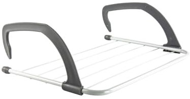 Priceless Homeware Clothes Airer Small Drying Rack Laundry Towel Rail Over Door Clothes Drying Racks Window Dryer Radiator Racks for Drying Clothes Door Airer (Black, Clothes Drying Racks)