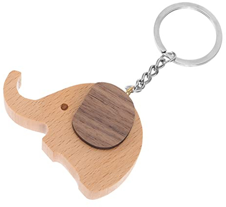 Hemobllo Elefanten Schlüsselanhänger Hübscher Schlüsselanhänger Kreativer Zufällige Farbe aus Edelstahl und Holz mit Schlichtem Design und Praktische Handyhalterung als Geschenk für Alltag