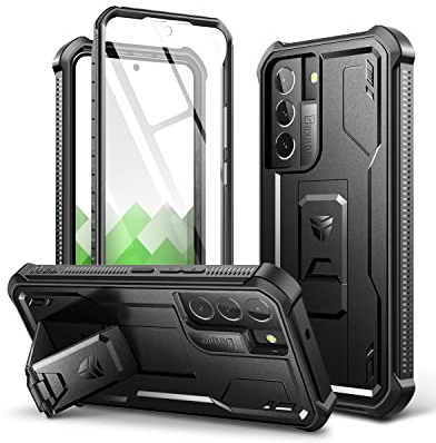 Dexnor Kompatibel mit Hülle Samsung Galaxy S22 Plus 5G mit integrierter Displayschutzfolie Militär-Grad 360 Full Body Shockproof Bumper Protection Cover with Stand - Black