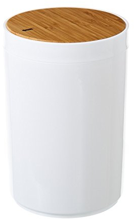 D,casa - Set Accesorios Baño de Bambú Estilo nordico Blanco - Papelera