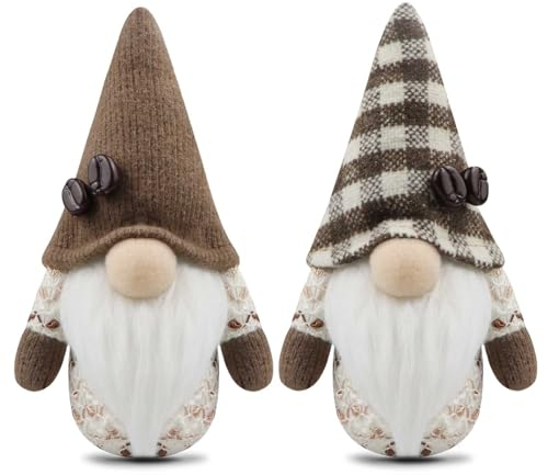 Gehydy Caffè Gnomi Primavera Set di 2 Decorazioni Gnomo Peluche Home decor per Casa Cucine