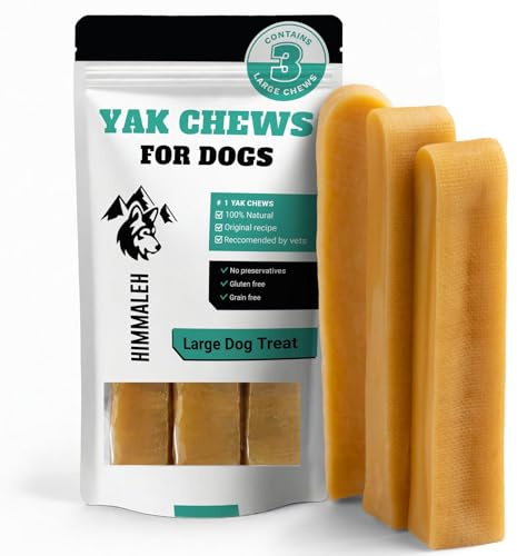 Himmaleh Yak Chews for Dogs, Large (3 Pack) - Protein Rich, Natural Chew | Long-Lasting Chew, Grain-Free Recipe, Very Easily Digestible, Boredom Buster, Freshens Breath Naturally, Naturally Low-Odor