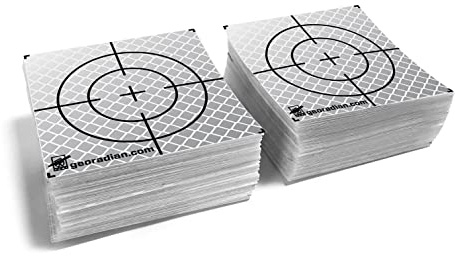 Selbstklebende Reflexzielmarke 60mm 100 Stück im Set - Reflexfolie, Reflex-Zielplatte Ideal als Gebäudeüberwachung oder Abweichungsprüfung auf der Baustelle für alle glatten Untergründe (Weiß)