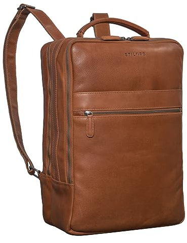 STILORD 'Jason' Laptop-Rucksack 17 Zoll Groß Leder Vintage Business Backpack Daypack für Uni Reisen Arbeit Büro Freizeit - Lederrucksack Damen & Herren Echtleder, Farbe:toretto - dunkelbraun