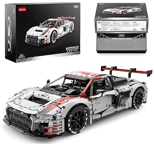 Technik Auto für Audi R8 LMS GT3, 1:8 Auto Modellbausatz, 3314 Teile Groß MOC Klemmbausteine Auto Bausatz, Kompatibel mit Audi R8 Technik Auto