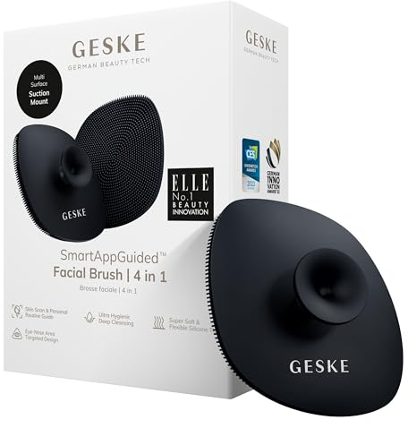 GESKE | Spazzola per il viso SmartAppGuided™ 4 in 1 | Spazzola per la pulizia del viso | Spazzola morbida in silicone | Pulizia del viso professionale | Pulizia della pelle