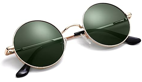 Pro Acme Retro Kleine Runde Polarisierte Sonnenbrille für Männer Frauen (Goldene Rahmen | Grün Linse)