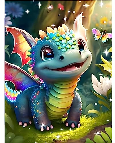 Diamant Painting Kits Drachen,30x40 cm,Blumen DIY 5D Diamond Painting Set Erwachsene,Schmetterlinge Full Strasssteine Stickerei Kreuzstich Set für Home,Décor,Wand
