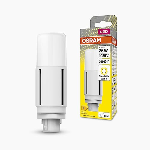 OSRAM Dulux LED D26 VT EM, G24D, 7,5W, 950LM, 3000K, couleur de lumière blanche chaude, adaptée aux applications verticales grâce à l'angle de faisceau de 300 degrés, durée de vie longue