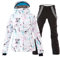 HOTIAN Damen Schneeanzug, Wasserdicht Winddicht Winter Warme Schnee Skifahren Sätze,für Wandern Klettern Isoliertes Snowboarden WH+BK XL