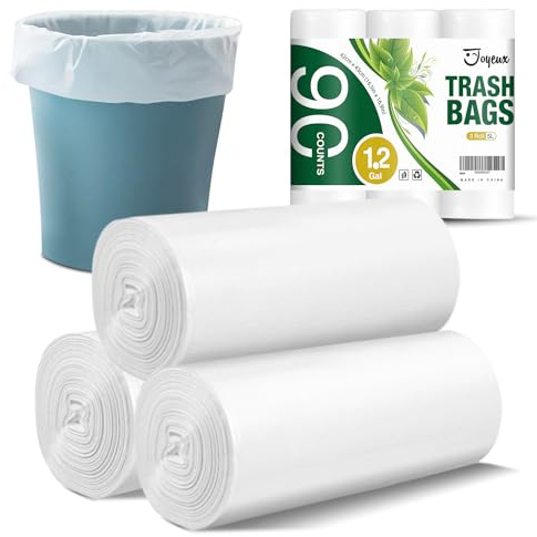 JOYEUX Lot de 90 petits sacs poubelle de 4,5 à 5 litres, pour salle de bain, maison, bureau, transparent