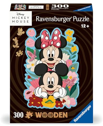 Ravensburger Disney Mickey & Minnie Mouse Shaped 300 Piece Wooden Puzzles for Adults and Kids Age 12 Years Up
