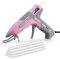 WORKPRO Pistola per Colla a Caldo con 10 Stick, Riscaldamento Rapido 90s, Due Modalità di Temperatura, Incollaggio 9-12 g/min, Supporto a 3 Punti, Ideale per Fai da Te e Riparazioni, Rosa e Grigio