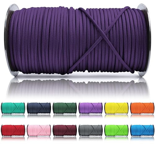 Ganzoo Paracorde 550, 4mm Corde, 100 Mètres, Polyester, Type 3-7 brins intérieurs, Le Bricolage de Laisse de Chien Collier Bracelet, Camping Survie et Outdoor Corde à Tout Faire, Violet-Violet