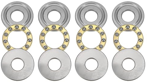 QUARKZMAN 4 Stück Axiallager F8-22M Miniatur Schubkraft Kugel Lager 8x22x7mm Chrom Stahl mit Unterlegscheiben für Förderanlagen Maschinenbau
