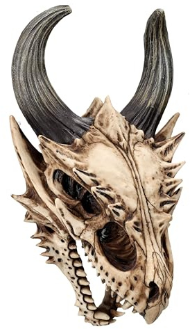 Figuren Shop GmbH Totenkopf Figur - Drachen Schädel für die Wand 29,5 cm | Skelett Deko Totenschädel