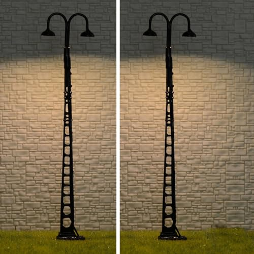 2 x OO/HO Scale Modelleisenbahnleuchten Led Mast Tower Light Model Railroad Street Lamp Post Strassenlampen