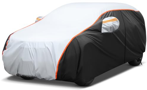 10-Couches Bache Voiture Exterieur Imperméable pour SUV, Housse de Voiture PEVA Couverture avec Ouverte Latérale pour Cabine, Coton Respirant, Anti UV Neige Poussière Anti Grele 508 * 198 * 178cm