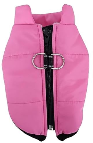 Waterproof Dog Coat Padded Fleece Zip Up Coat Chihuahua Puppy Tiny Toy Clothes Teacup Miniature Tiny Breeds (Darker Pink, XS : Length 24cm X Chest 35cm)