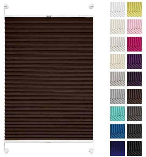 Rettika Plissee ohne Bohren, Plissee klemmfix, Schokolade, Breite: 55 cm, Höhe: 120 cm, Fensterrollo Sonnenschutz, Plisseerollo innen, Rollo für Fenster ohne Bohren