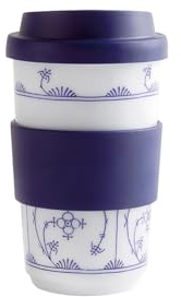 KAHLA fillit Becher 0,40 l Blau Saks| To Go Becher mit Strohblumemuster aus Porzellan