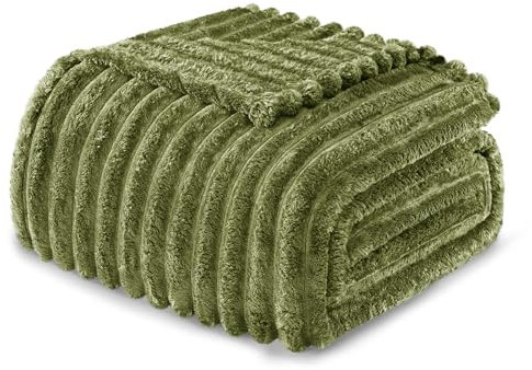 Exclusivo Mezcla Kuscheldecke Flauschig Fleecedecke Flanell Decke, Leichte und Warme Sofadecke Couchdecke für Ganzjahreszeit, 150 x 200 cm Olivgrün