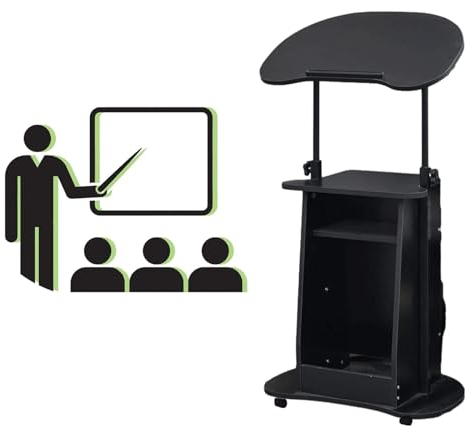 Rednerpulte 2-stufig, offenes Lagerpult, Ständer, neigbare Tischplatte mit Rollen und Halterungen, Kanzeln, höhenverstellbar, 85–115 cm, Podium (A)