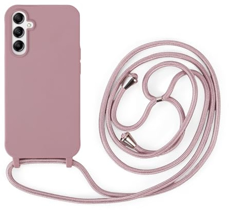 Handykette Kompatibel mit Samsung Galaxy A14 | Necklace Hülle mit Band, Handyhülle zum Umhängen | Case mit Handykordel, Stoßfeste Schutzhülle zum Umhängen Kordel | Rosa