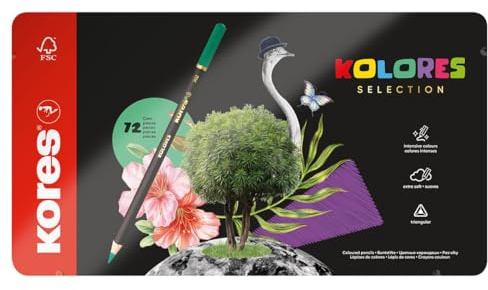 Kores Kolores Selection BB93372, hochwertiges Designer Metall-Etui mit 72 hochpigmentierten Dreikant-Buntstiften