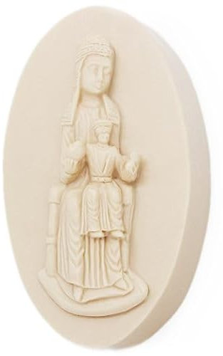 Molde Virgen de la Moreneta para Jabones y Manualidades | Silicona Resistente y Flexible | Ovalado con Relieve 4,7x7,9x2,5 cm | 60g de Jabón.