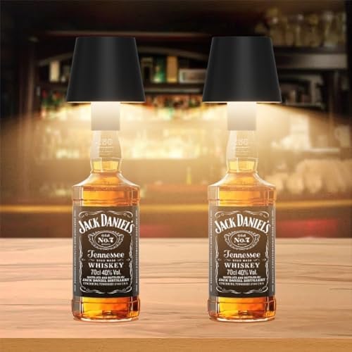 Howskys 2 Stück LED Kabellose Flaschenlampe, 3000k warmes Licht Dimmbare Flaschenlampe, 5200mAh Wiederaufladbare Akku Flaschenlicht mit USB-C, Aluminium, IP54 Wasserdicht, Schwarz