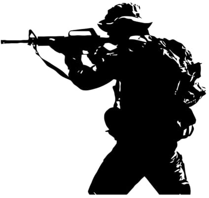 Cool Soldier Vinyl Wall Decal for Boys Bedroom Weapon Military War Wall Stickers Mural Home Decoration Wallpaper Small - 42x45cm