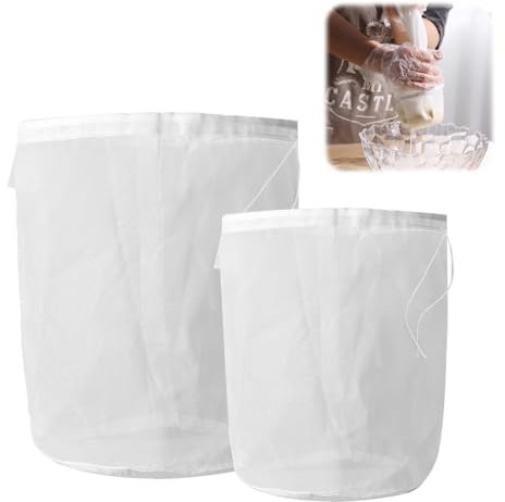 Bolsa Colador de Malla Fina, 2 Piezas Bolsas de Leche de Nueces, Bolsa para Leches Vegetales Reutilizable, Tamiz Bolsas de Leche de Nuez, Bolsas de Colador, para Jugo, Leche, Vegetal (20×30/40×45 cm)