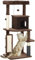 PawHut Árbol Rascador para Gatos Altura 132 cm Árbol para Gatos Torre para Gatos con Plataformas Poste con Cepillo Bolas Colgantes y Almohadilla para Rascar Marrón