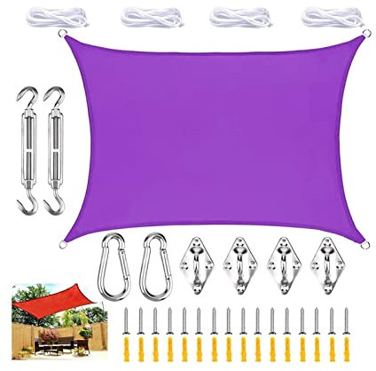 Sun Shade Sail 2m x 4m Rectangular Outdoor Awnings with Fixing Kit for Garden Lawn Swimming Pool and Beach UV Blocking Canopy Sail