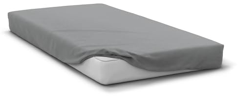 Spannbettlaken, 180 x 200 + 30 cm, Haube, hellgrau