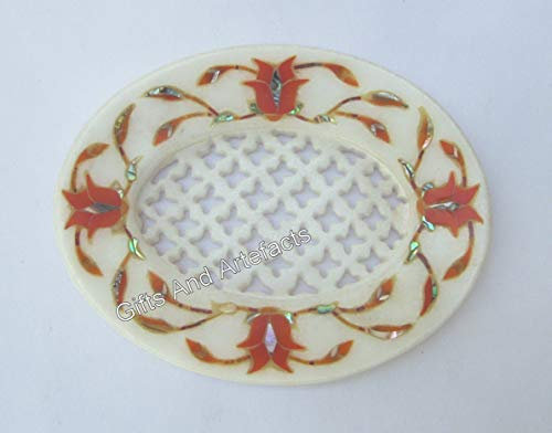 11,4 x 8,9 cm Marmor-Seifenschale I Badezimmerzubehör I Seifenhalter für Küche I Seifenablage I Schwammhalter für Hotel Badezimmer I Karneol Stein Seifenkoffer