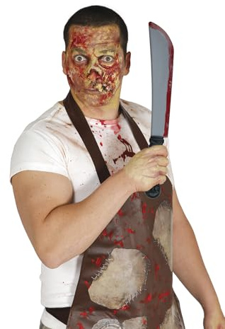 FIESTAS GUIRCA | Fake Machete for Costume (41 cm) – Party Accessory for Halloween, Carnival, Oktoberfest and Chef Theme Parties – Adult Child – Grey Black