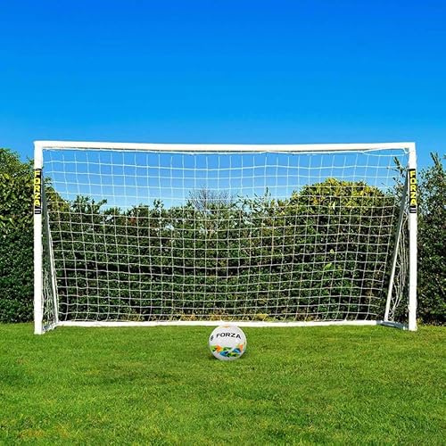 FORZA 3,7m x 1,8m Fußballtore | Allwetter-Gartentore aus uPVC | Minutenschnell aufgebaut! Inklusive optionalem Trainingsfußball, Torfolie und Tragetasche