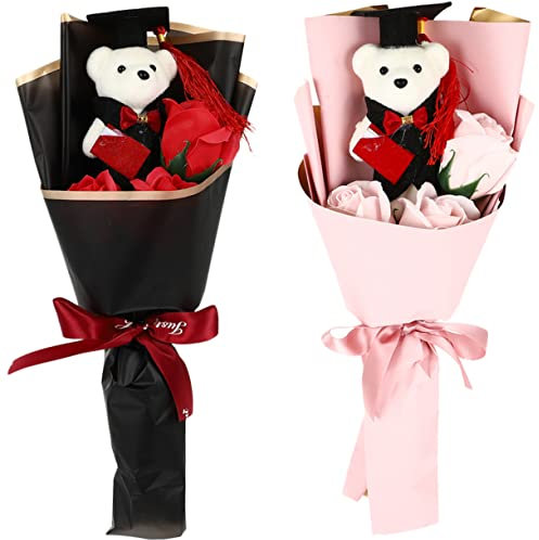 GALPADA Ramo De Flores De Jabón y Oso De Peluche Ideal para De Graduación 2023