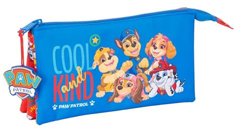 safta Paw Patrol Cool - Trousse Triple, Trousse pour Enfant, idéale pour Les Enfants d'âge Scolaire, Confortable et Polyvalente, qualité et résistance, 22 x 3 x 12 cm, Rouge, Bleu, M, Décontracté
