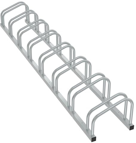 Aufun Fahrradständer Aufstellständer aus Verzinkter Stahl Für 8 Fahrräder, Mehrfachständer mit 37cm Radständer für 30-65mm Reifenbreite, Boden Wand Montage Platzsparend (Silber)