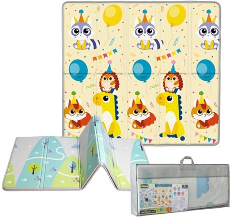 Chicco Tappeto Gioco Bambini 2in1, Extra Large 200x180 cm, Spessore 1.3 cm, Extra Soffice, Double Face, con Animali e Paesaggio, Tappeto Gioco Neonato, Giochi Neonato, Morbido e Pieghevole, 0+ Mesi