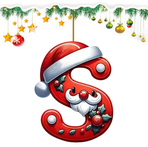 26 Letter Christmas Decoration, Personalised Christmas Tree decoration Letter Baubles Hanging Ornaments, DIY Home Party Festival Decor (S)