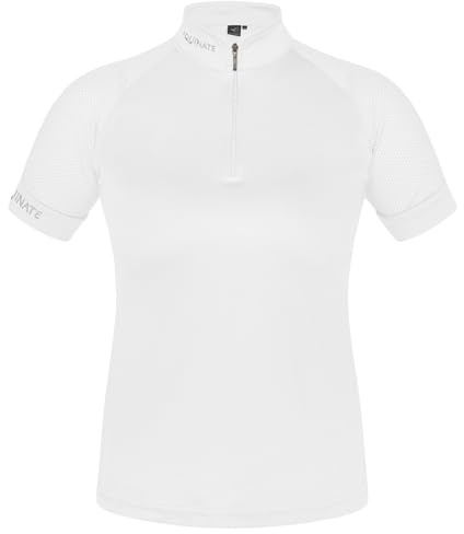 Equinate Damen Funktionsshirt Lunari - leichtes Kurzarmshirt mit Stehkragen und Mesh-Ärmeln - atmungsaktiv elastisch und schnell trocknend für Reitsport und Training
