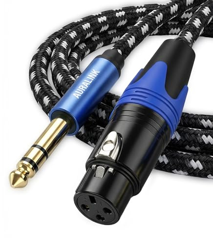 AURALINK XLR Female to 1/4 Inch (6.35mm) TRS Cable (Female, 5M) | Braided 6.35mm Stereo Jack Balanced to 3pin XLR Microphone Cable for Guitar, Mixer, Speaker