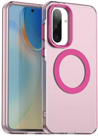Techsuit für Samsung Galaxy A56 5G Hülle mit Soft Touch, Magnetring Kompatibel, Stoßfest, Verstärkte Ecken, Kameraschutz, Erhöhte Kanten, CandyCase Magnetic, Soft TPU, Rosa